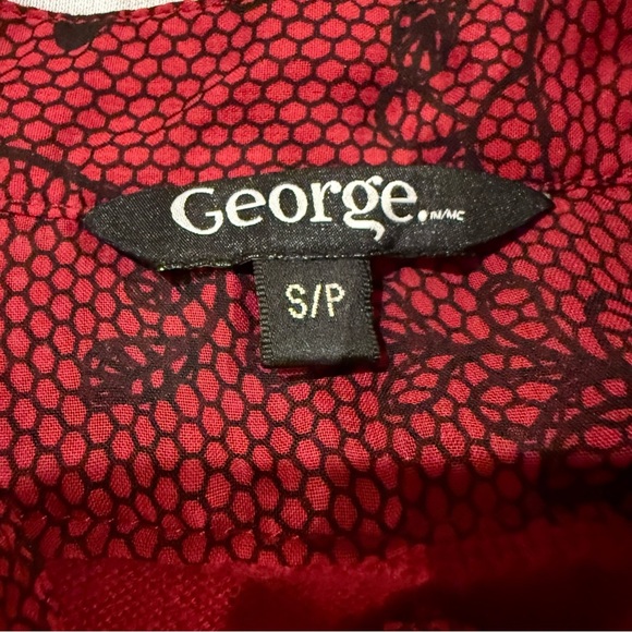 George Blouse Red and Black Fitted Ruffled Fooler Top with Vest Women’s Sz S - Picture 8 of 9